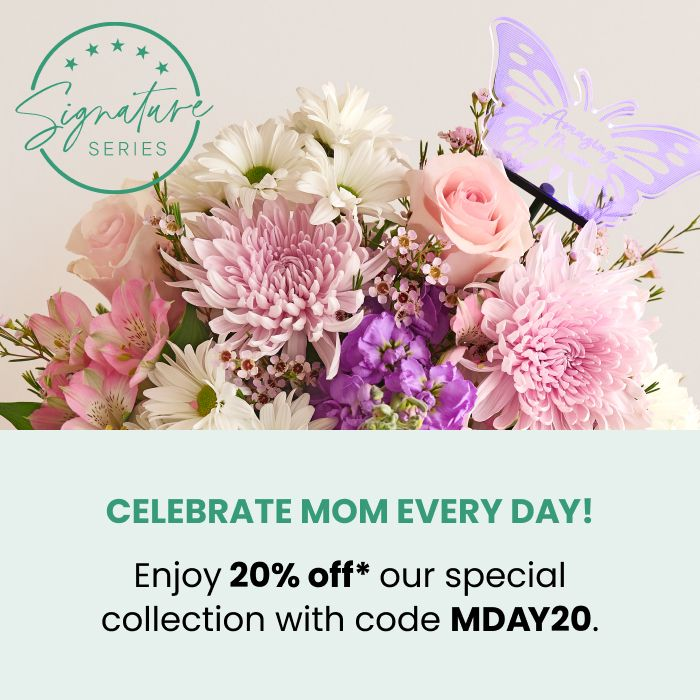 20 percent off with coupon code MDay20