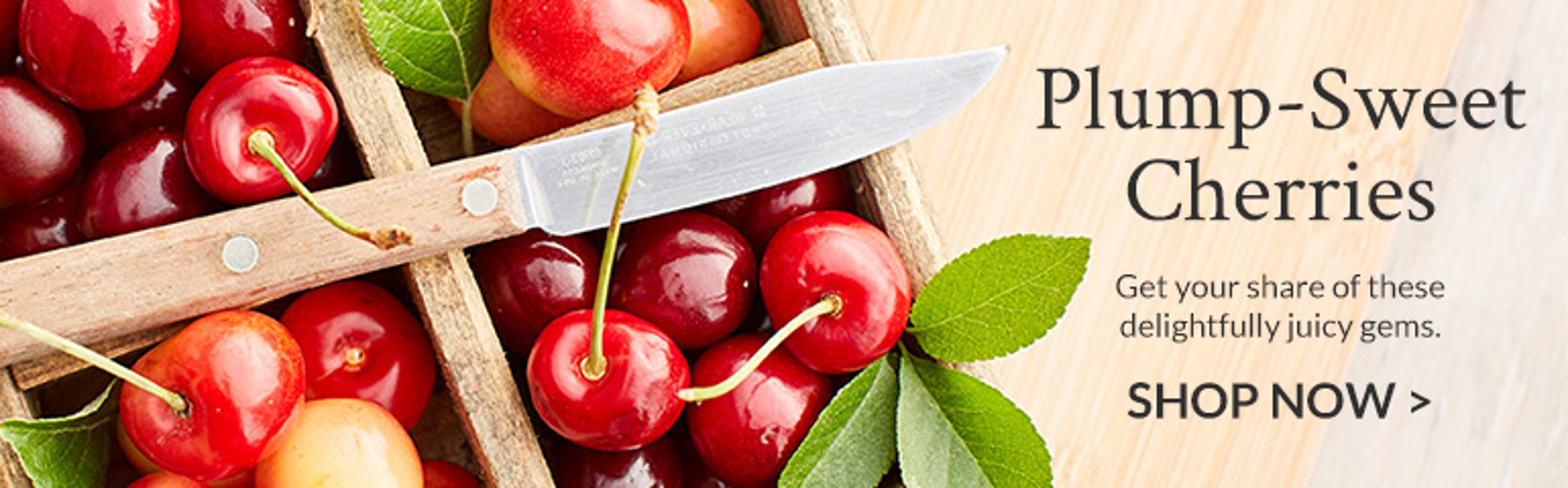 cherry pie recipe ad for Harry & David plump sweet cherries
